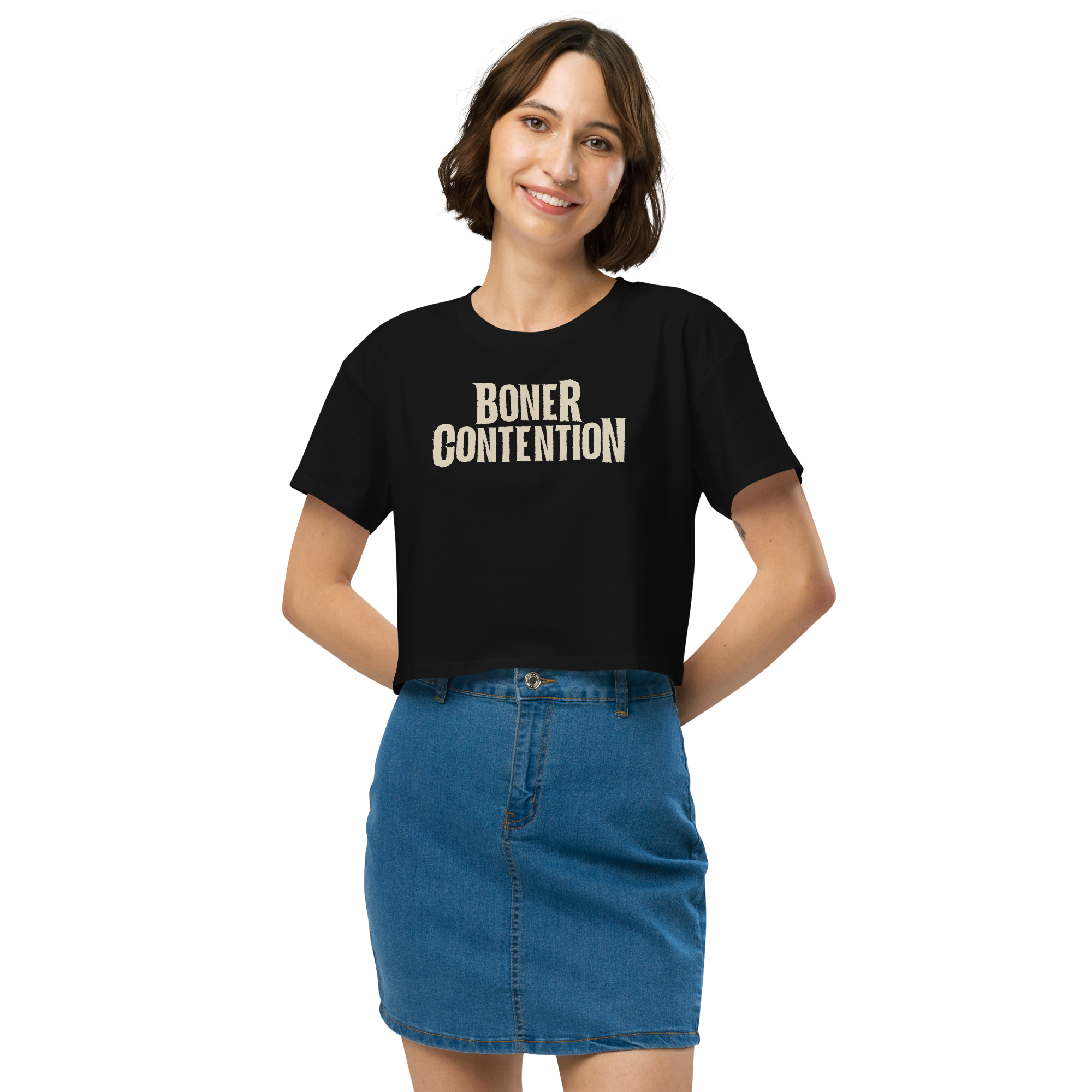 Crop Top Logo Femme (Noir)