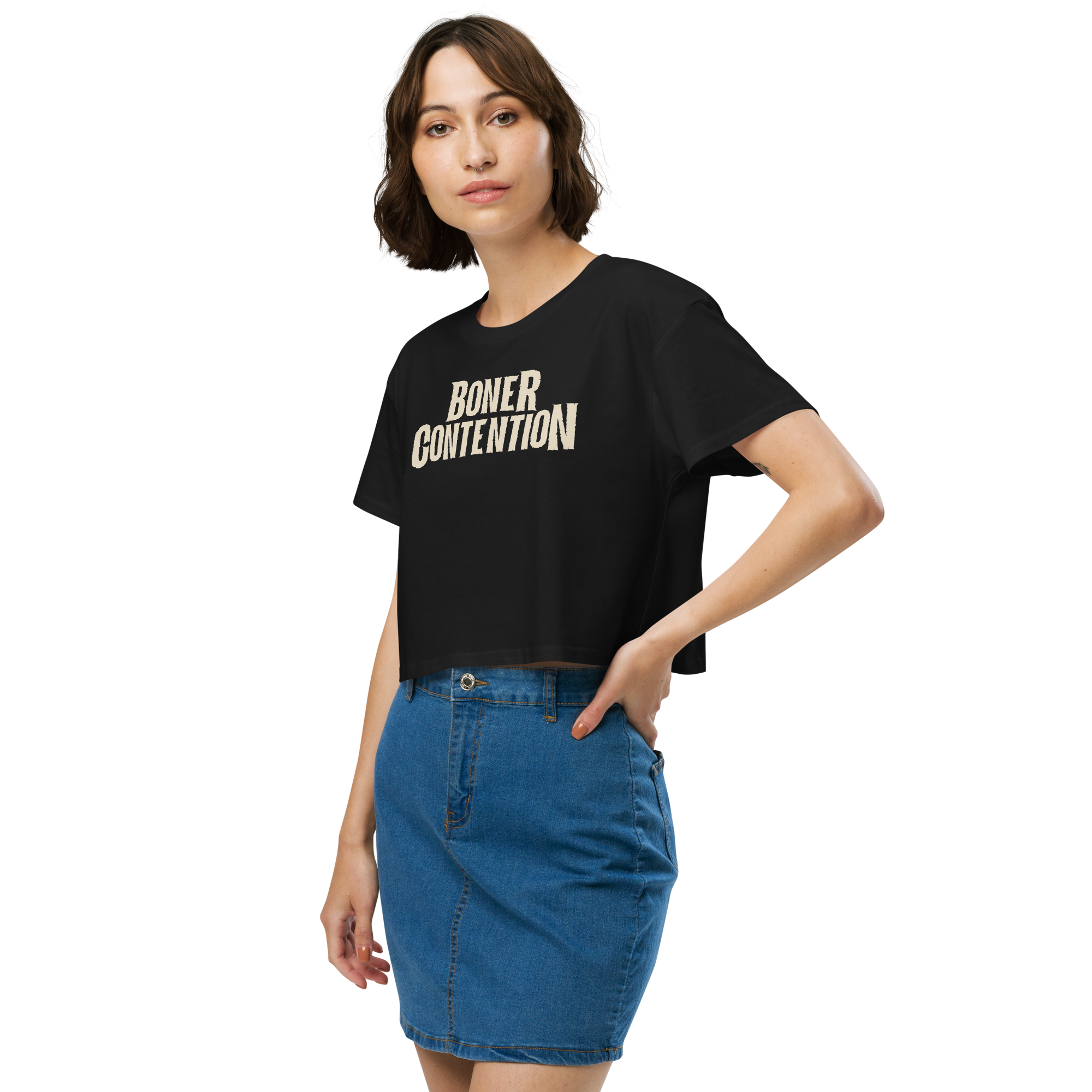 Crop Top Logo Femme (Noir)